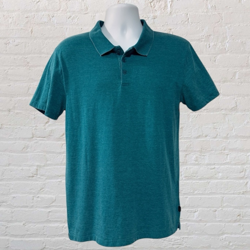 Lucky Brand Venice Burnout Polo Shirt Men’s Medium Teal Short Sleeve Casual